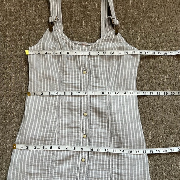 Free People Living Color Overall Mini Dress Grey White Stripe Combo Size XS - Picture 4 of 8